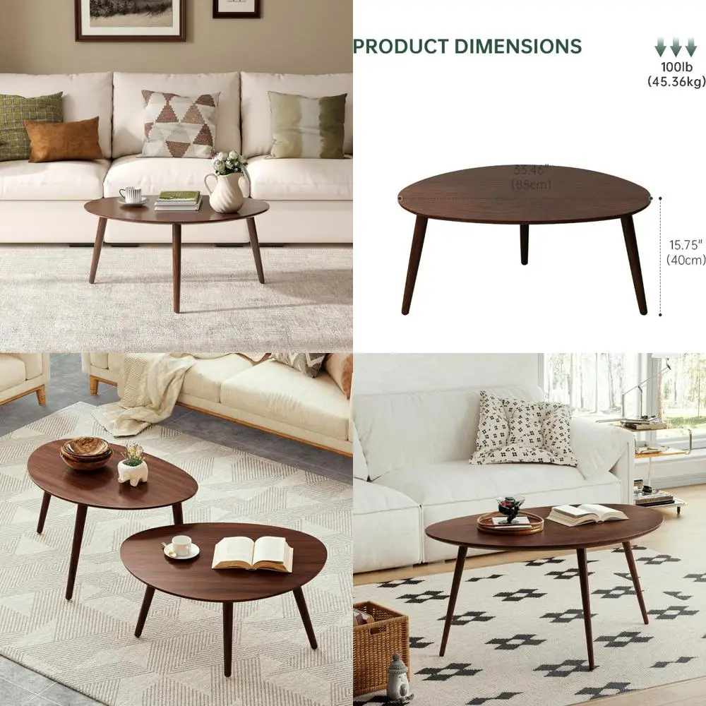 طاولة قهوة خشبية ريفية مع رف سفلي لمساحات المعيشة والمكاتب #1