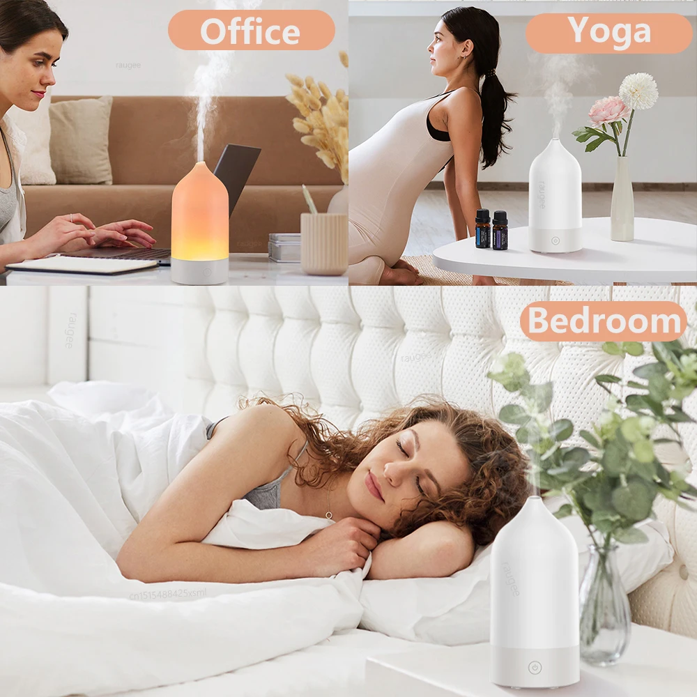 Umidificadores de óleos essenciais com luz noturna LED, umidificador de ar com fragrância de aroma para umidificador de ar de escritório doméstico