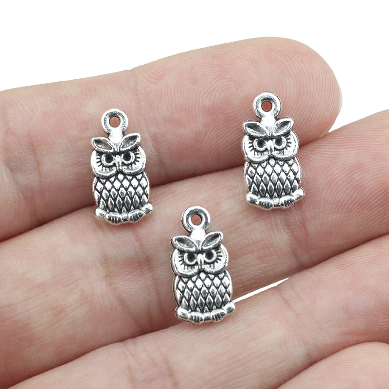 30 Pieces Cute Animal Owl Charms DIY Vintage Metal Owls Keychain Charms Accessory Wholesale Charms Lot 7*15MM