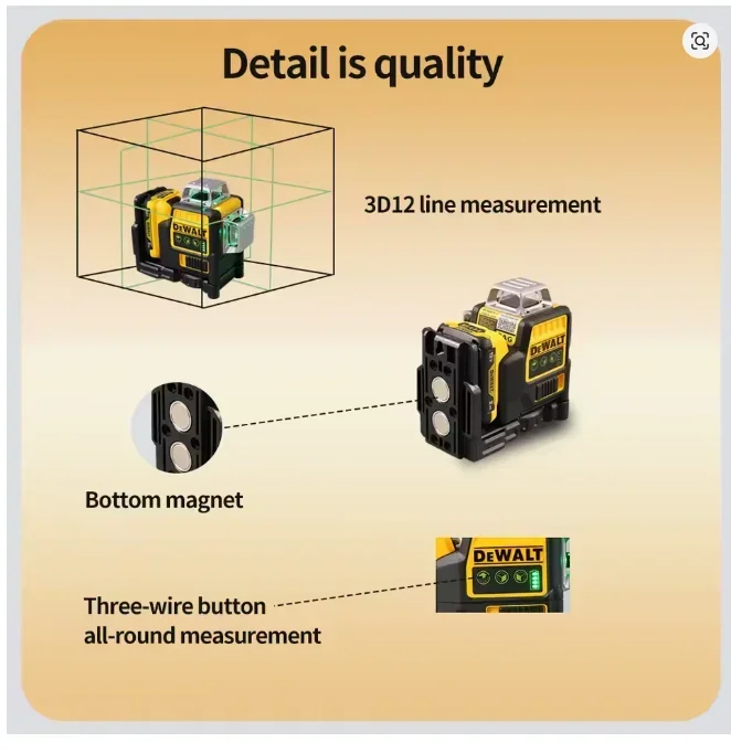 NEW DEWALT 12V Professional Laser Level DW089LG 12 Lines 360 Self-Leveling Horizontal And Vertical Cross Line Construction Tools