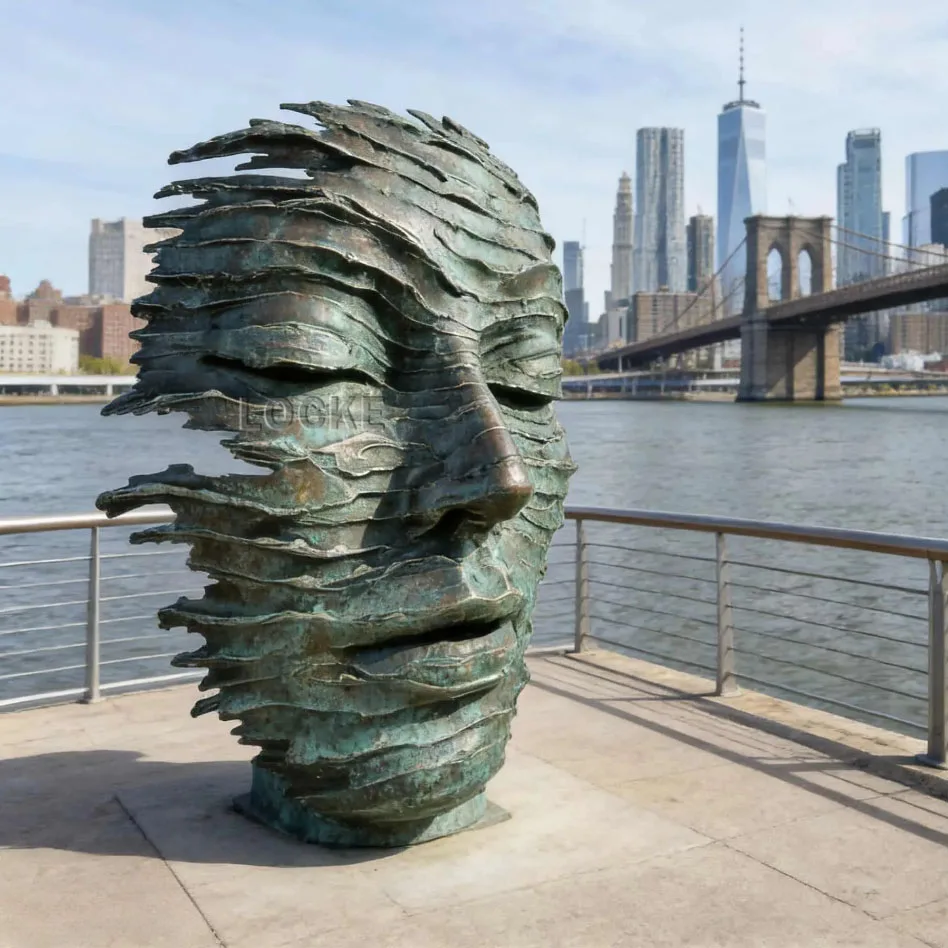 Large Garden Casting Bronze Metal Art Facial Landscape Sculpture Statue Abstract Modern Outdoor 3D Park Sculpture