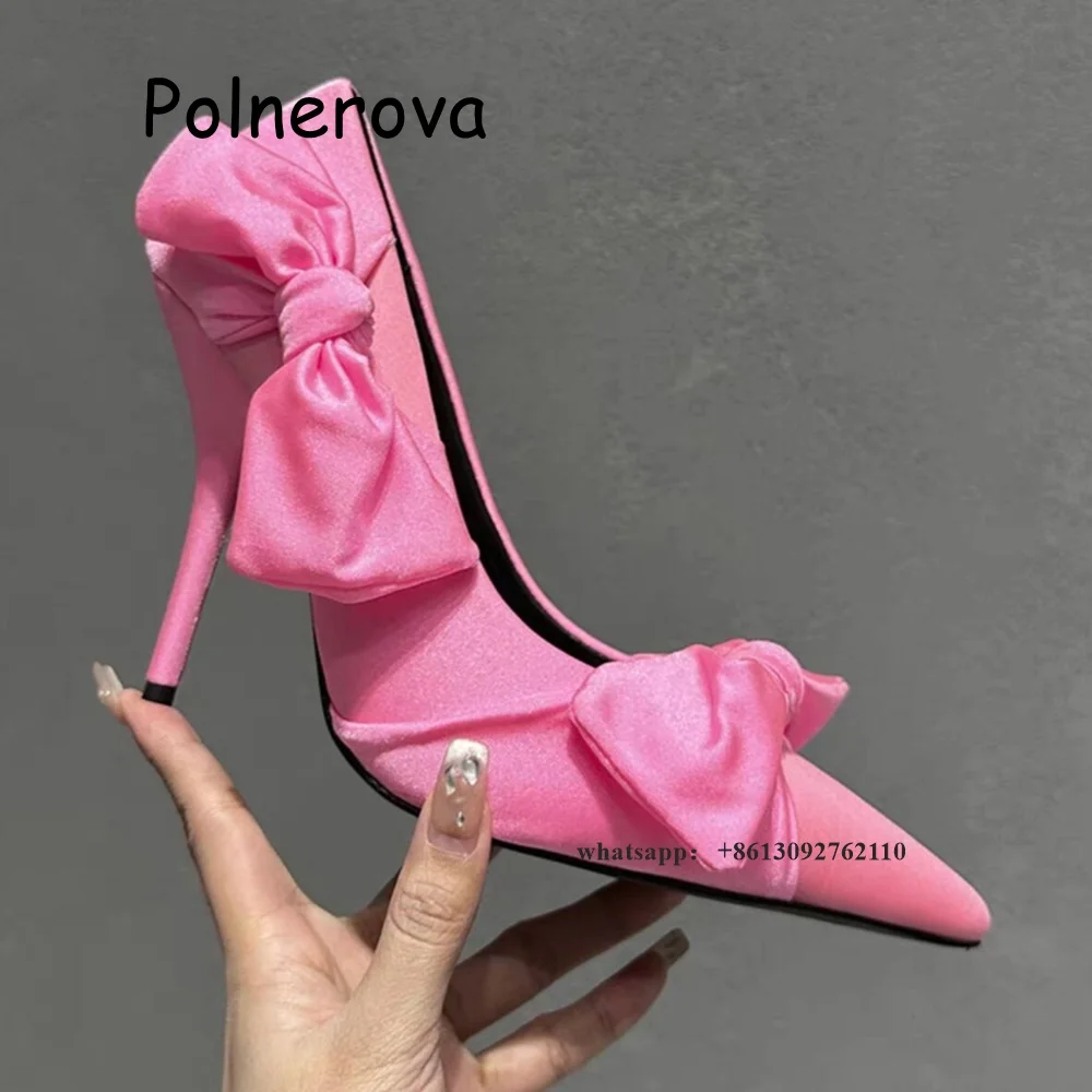 

Satin Butterfly Knot Pumps Thin High Heels Women's Shoes Summer Casual Party Slip On Elegant Ladies Sexy Fashion Luxury Shoes