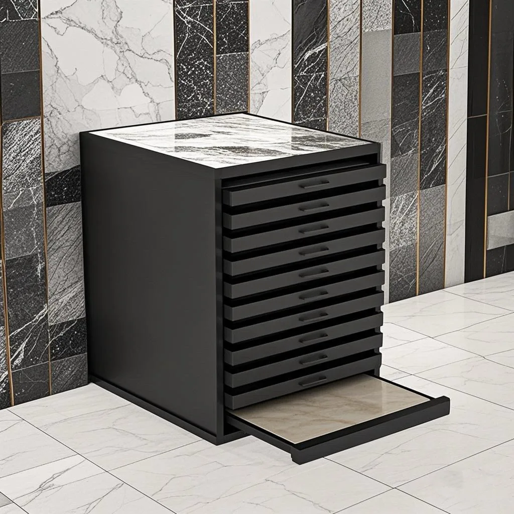 Modern Style Drawer Type Ceramic Tile Display Frame Floor Tile Sample Cabinet with Color Board Display Frame