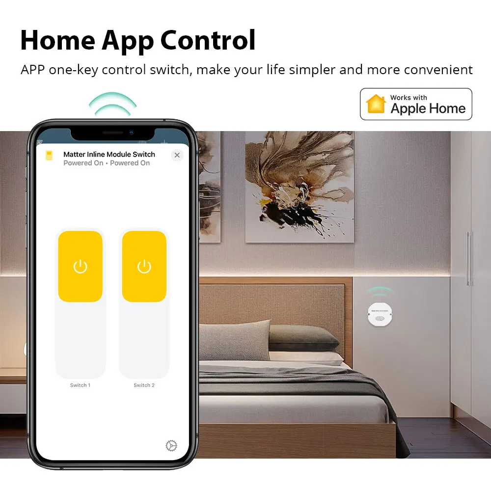 Zemismart Matter Over WiFi Mini Inline Module 2 Gang Switch Smart Relay Breaker Work with Homekit Google Home Smartthings App