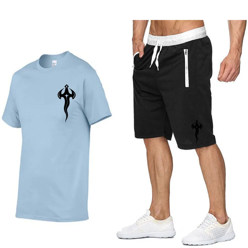 2025 Cotton Short Sets Men Two Pieces Set Mens Sweatsuit Summer Cotton Tshirt Short Sets Jogging Set Men Sport Suit Sportsweat