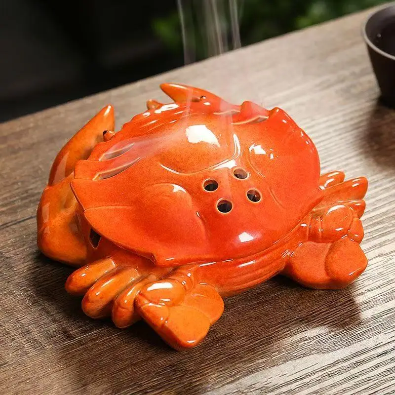 Funny Crab Shaped Incense Stove Ceramics Animals Figurer Home Office Decors Creative Desktop Fragrance Ornaments Xmas Gift Natal