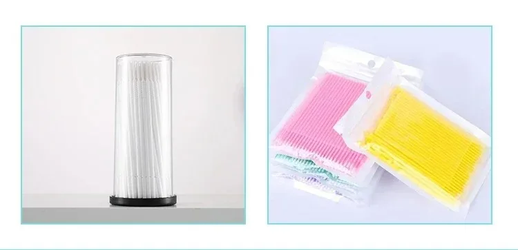 Microblade ماكياج مايكرو فرش تطبيق أداة صغيرة لاش فرشاة المتاح فرشاة صغيرة قضيب 100 قطعة رأس طويل أبيض اللون