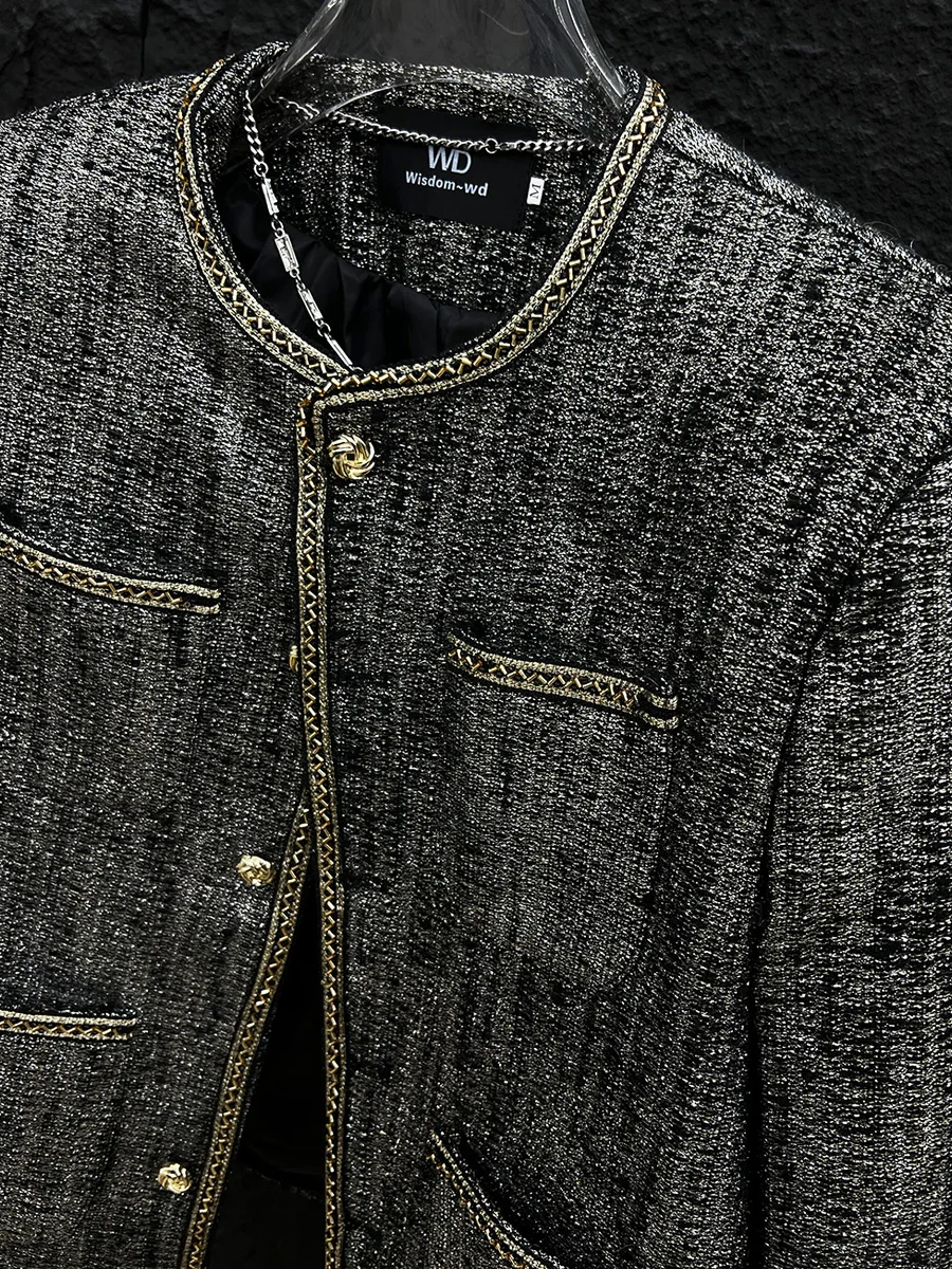 

Корейское свободное мужское пальто Jaet Gold Tead Woven Small Fraance Sle, осеннее повседневное пальто с подкладкой на плечах