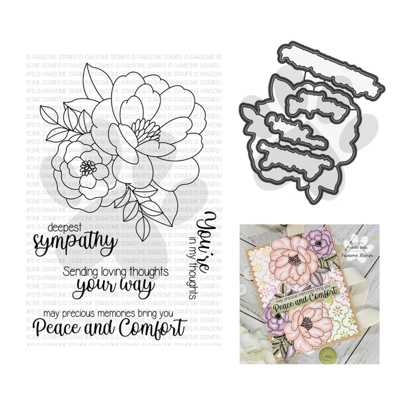 

Loving Thoughts Blossom Clear Stamps Set New March 2023 Scrapbooking for Paper Making Metal Cutting Dies Frames Card Craft