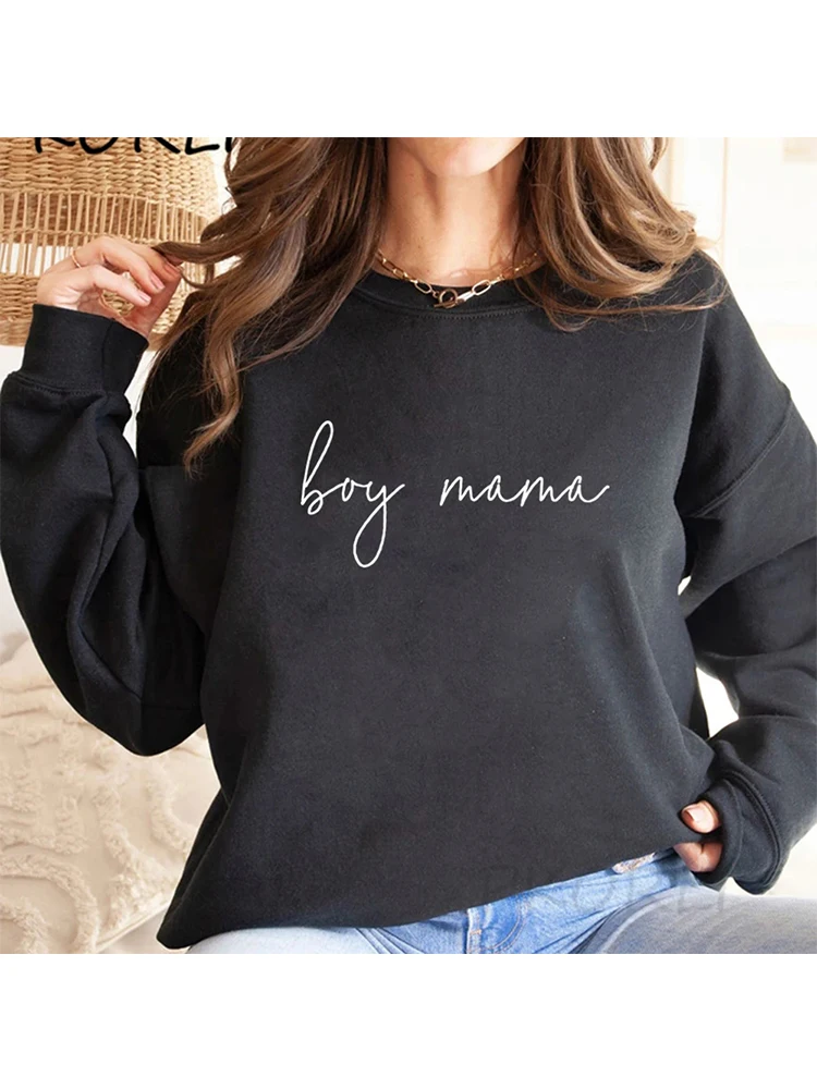 Boy Mama Sweatshirt Mothers Day Gift Boy Mom Hoodie Women Hoodies Long Sleeve Crewneck Sweatshirts Female Casual Pullovers Tops