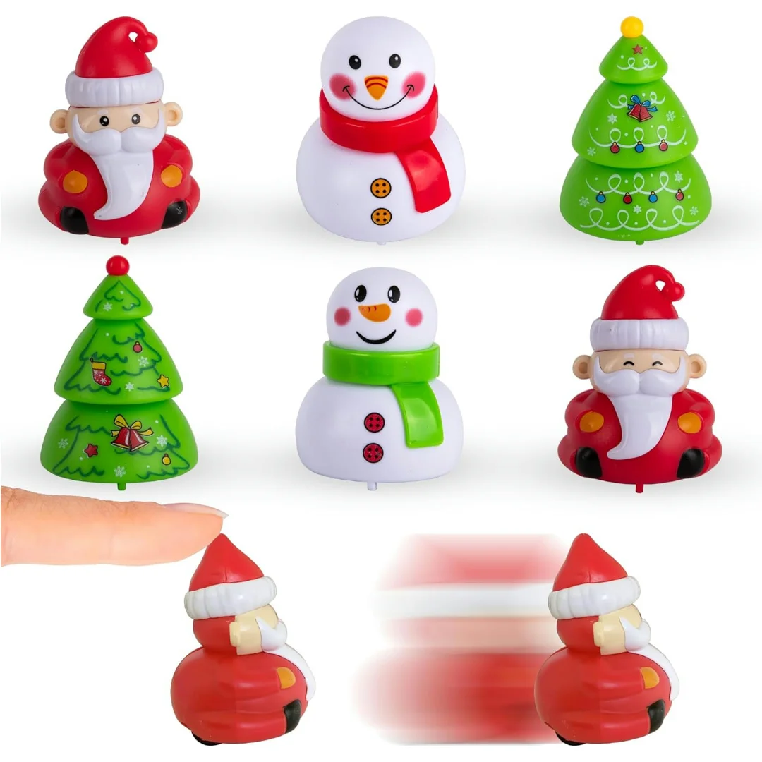 6PCS Christmas Themed  Pull Back Cars Toys for Kids in Xmas Designs -Toddlers gift, Holiday Stocking Stuffers, Goodie Bag Filler