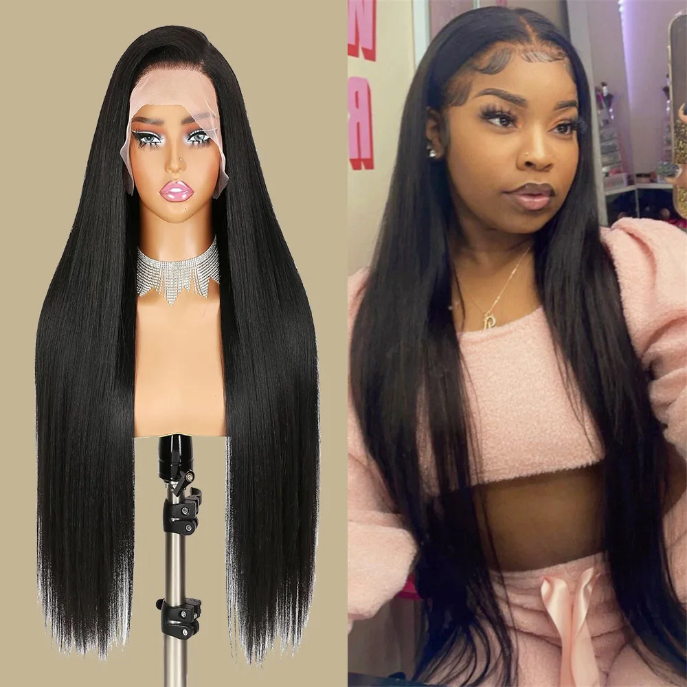 

40 Inch Bone Straight 13x4 13X6 Lace Frontal Human Hair Wigs 250 Density Straight Lace Front Wigs For Black Women Brazilian Hair