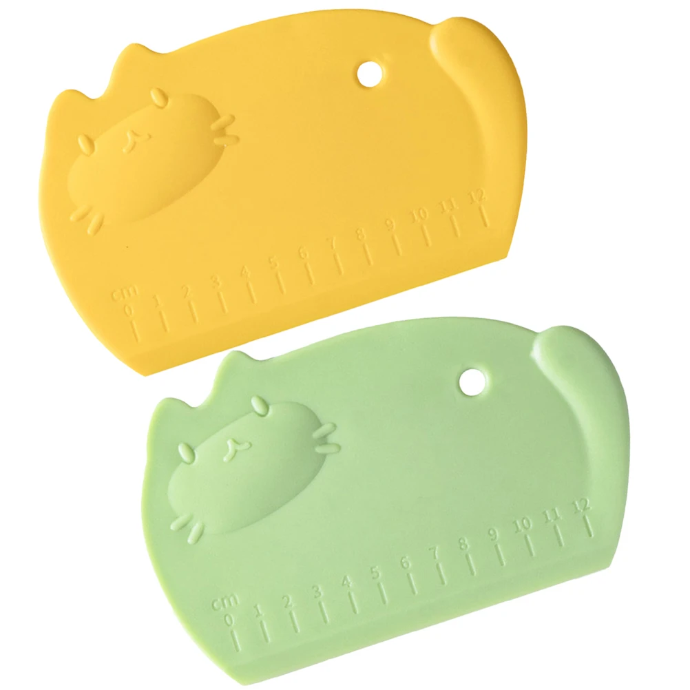 

2Pcs Dough Scraper with Measuring Scale Silicone Baking Cutter for Cake Pizza Butter Non-Stick Rustproof Kitchen Food Scraper
