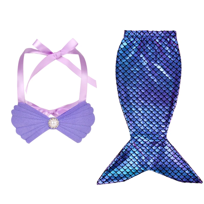Disfraz de sirena con escamas holográficas de arcoíris, top de perlas suaves, accesorios para fotos de playa, fiesta de cumpleaños, disfraz para sesión de fotos de Halloween