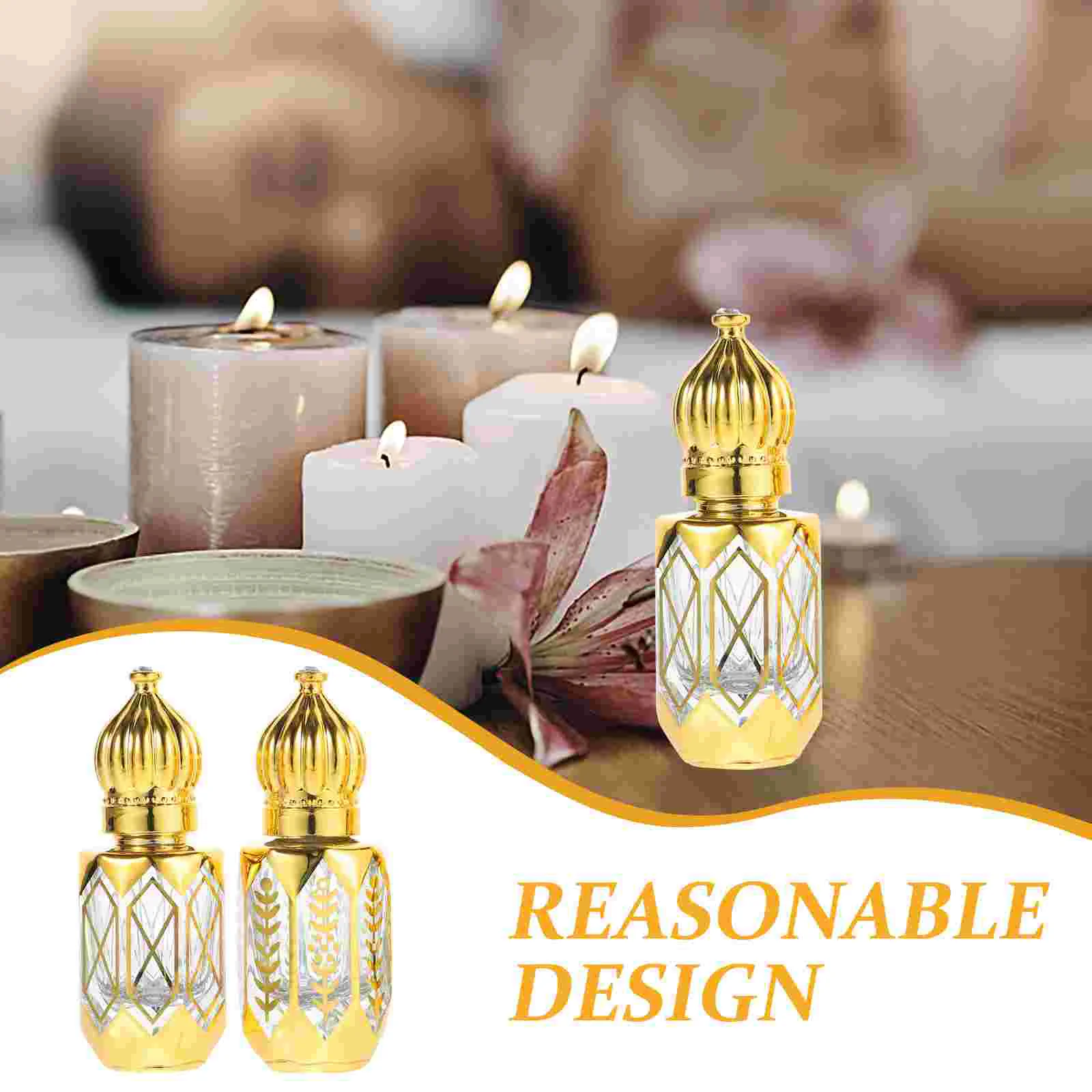 4 Pcs Glass Roller Bottle for Essential Oils Carrier Mixing Golden Wedding Anniversary Gifts Travel