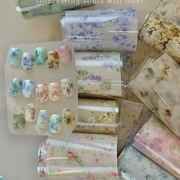 10Rolls Plaid Thousand-Bird Bow  Stars Nail Foils Transfer Paper  Nail Art Stickers  Manicure Set Decal  Nails Decoration