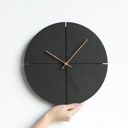 Nordic Minimalist Wooden Wall Clock, Black Mute Wall Clock, Home Decoration, Living Room, Kitchen Personality, 1Pc