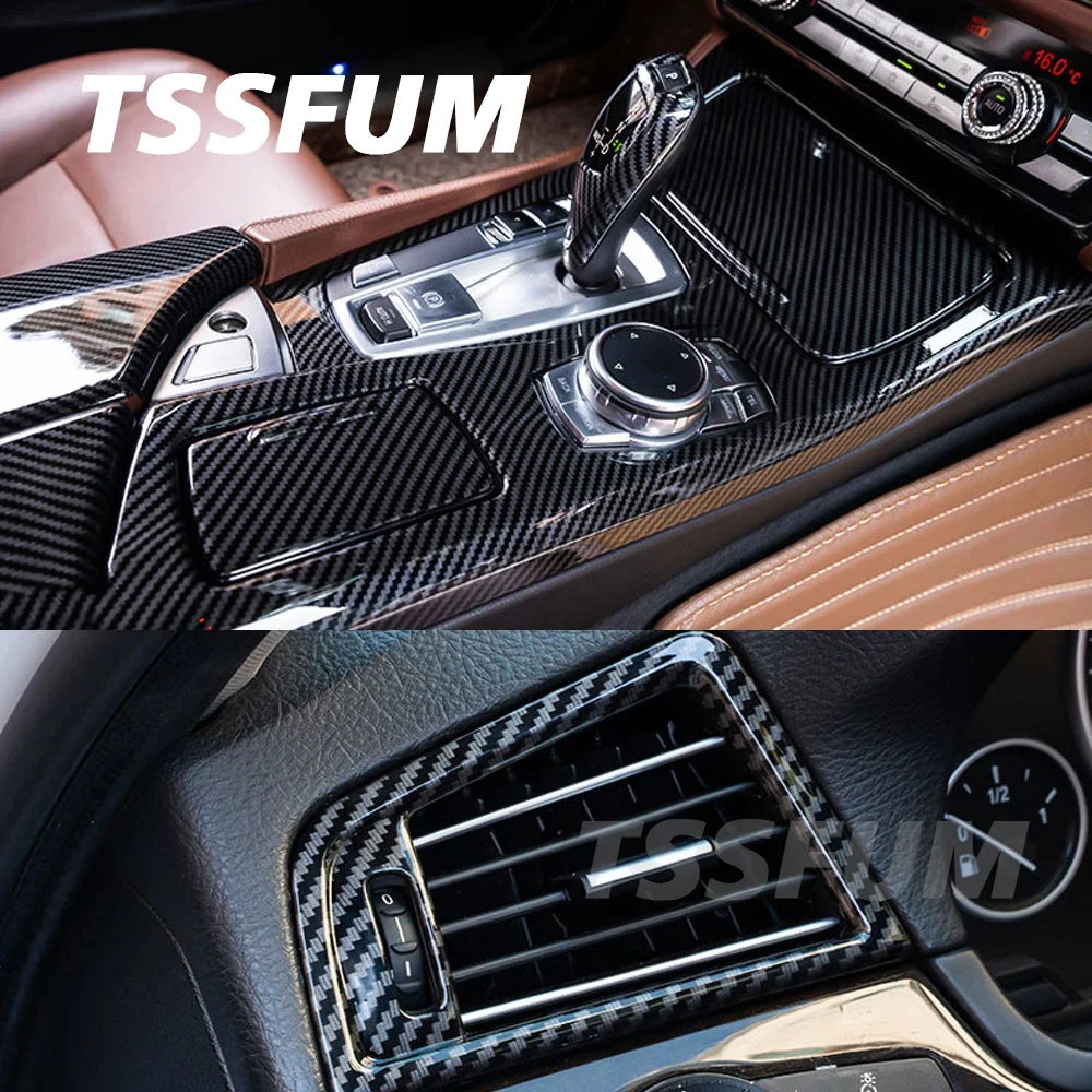 Car Interior Carbon Fiber Sticker Gear Shift Panel Cover Trim For BMW 5 Series F10 F11 F07 2011 2012 2013 2014 2015 2016 2017