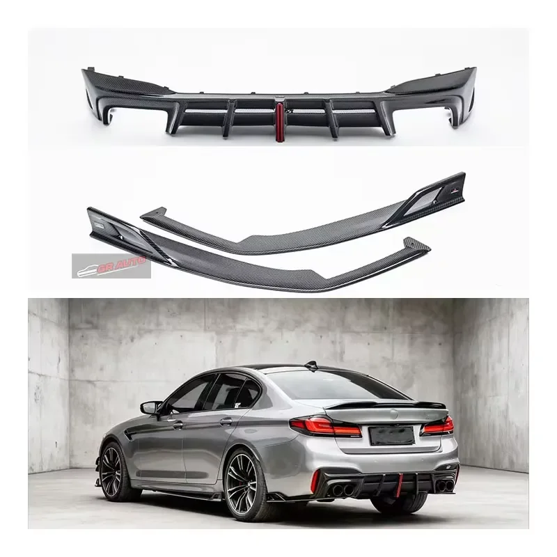 New Yaochi F90 M5 Carbon Fiber Rear Lip Exhaust Cutouts Premium Bumper Accessory Bolt-On Protection 1 Year Warranty Universal