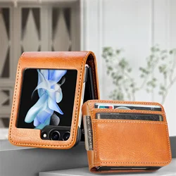 Luxury Card Holder Leather Phone Case For Samsung Galaxy Z Flip 7 6 5 4 3 2 1 Flip7 Flip6 Fold Wallet Photo Frame Business Cover