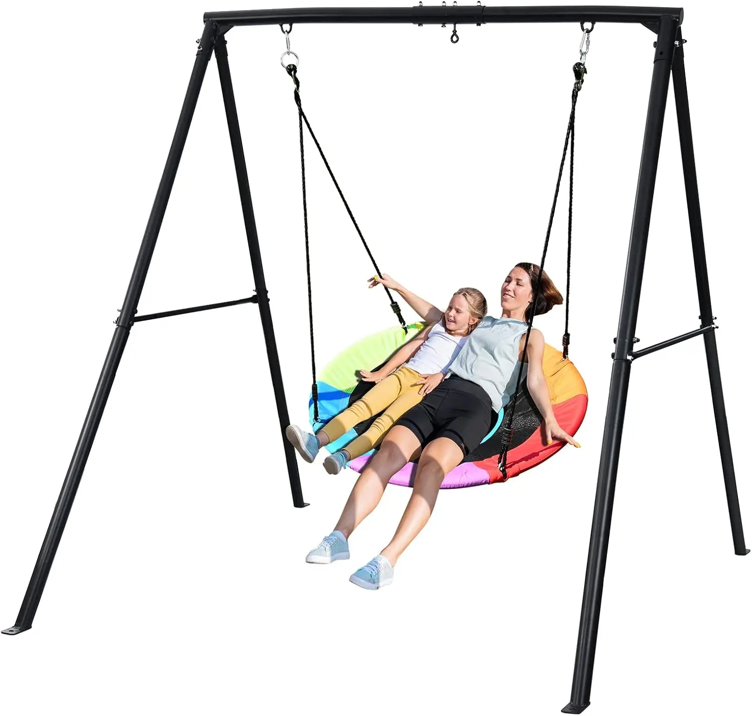 

Trekassy 440lbs Swing Set with 40 Inch Saucer Tree Swing and Heavy Duty A-Frame Metal Swing Stand (Multicolor)