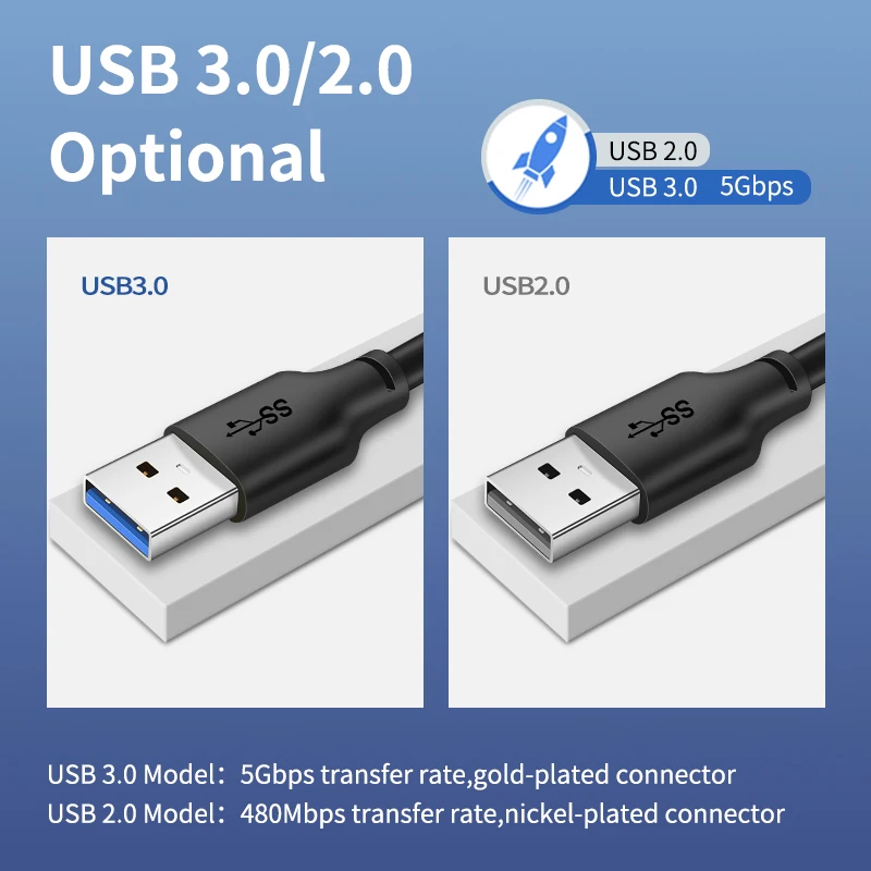 كابل تمديد USB 3.0 من CABLETIME بسرعة 5 جيجابت في الثانية USB ذكر إلى ذكر للقرص الصلب المبرد USB إلى كابل تمديد USB 3.0