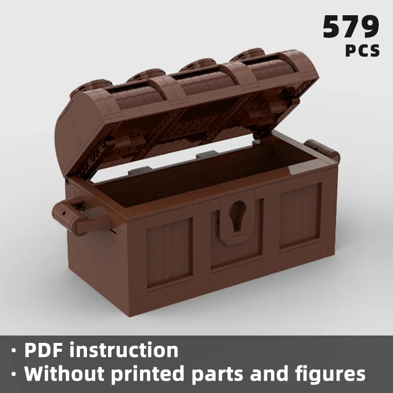 Große Schatztruhe Ziegel mittelalterliche Piraten Aufbewahrungsbox Blöcke Dekor Goldmünze Moc Geschenk für Kinder Accessoire Holzkiste