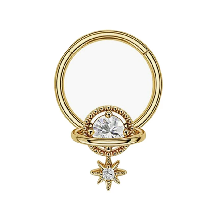 Mode Kristall Edelstahl Septum Hoop Clickers Nasenring Frauen Tragus Knorpel Helix Piercing Creolen Schmuck