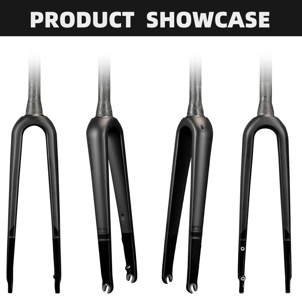 TOSEEK Gravel-Gabel 700C*45C T800 Carbonfaser Fahrrad-Vordergabel Rennradgabel Konische Gabeln QR 9*100mm oder Steckachse 12*100mm – Detail 5