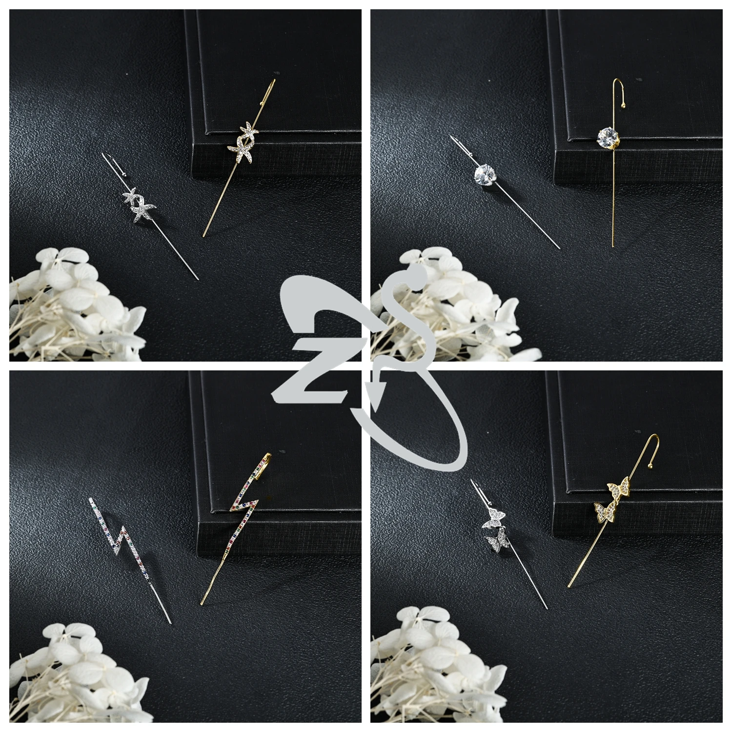 ZS 1 قطعة 12/18 جرام الأذن إبرة التفاف هوك أقراط النساء الفتيات فراشة القوس الأذن ترصيع اللولب الغضروف الثقب مجوهرات 60/68/70/73 مللي متر #3