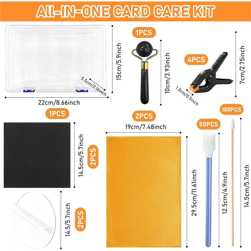 【RECOMENDAR】Card Collector Must-Have Supplies-162 Pcs Trading Card Cleaning Kit, Card Flattening Tool Kit, Card Repair Set