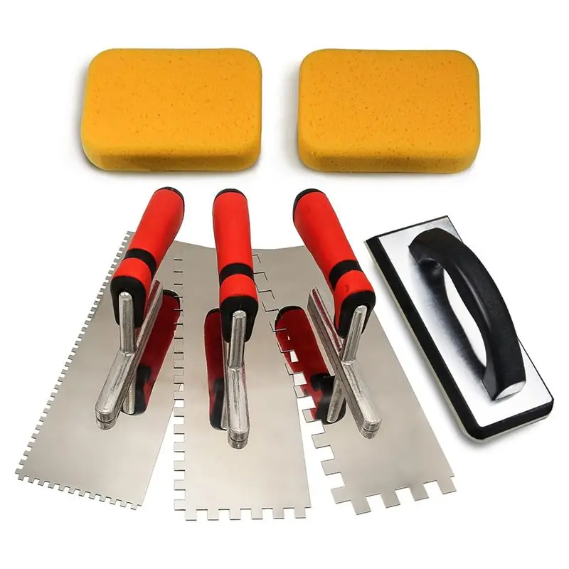 

Набор инструментов ABUL-Tile Tools: квадратная зубчатая кельма из нержавеющей стали, шпатель для затирки и губка для затирки, инструменты для укладки плитки