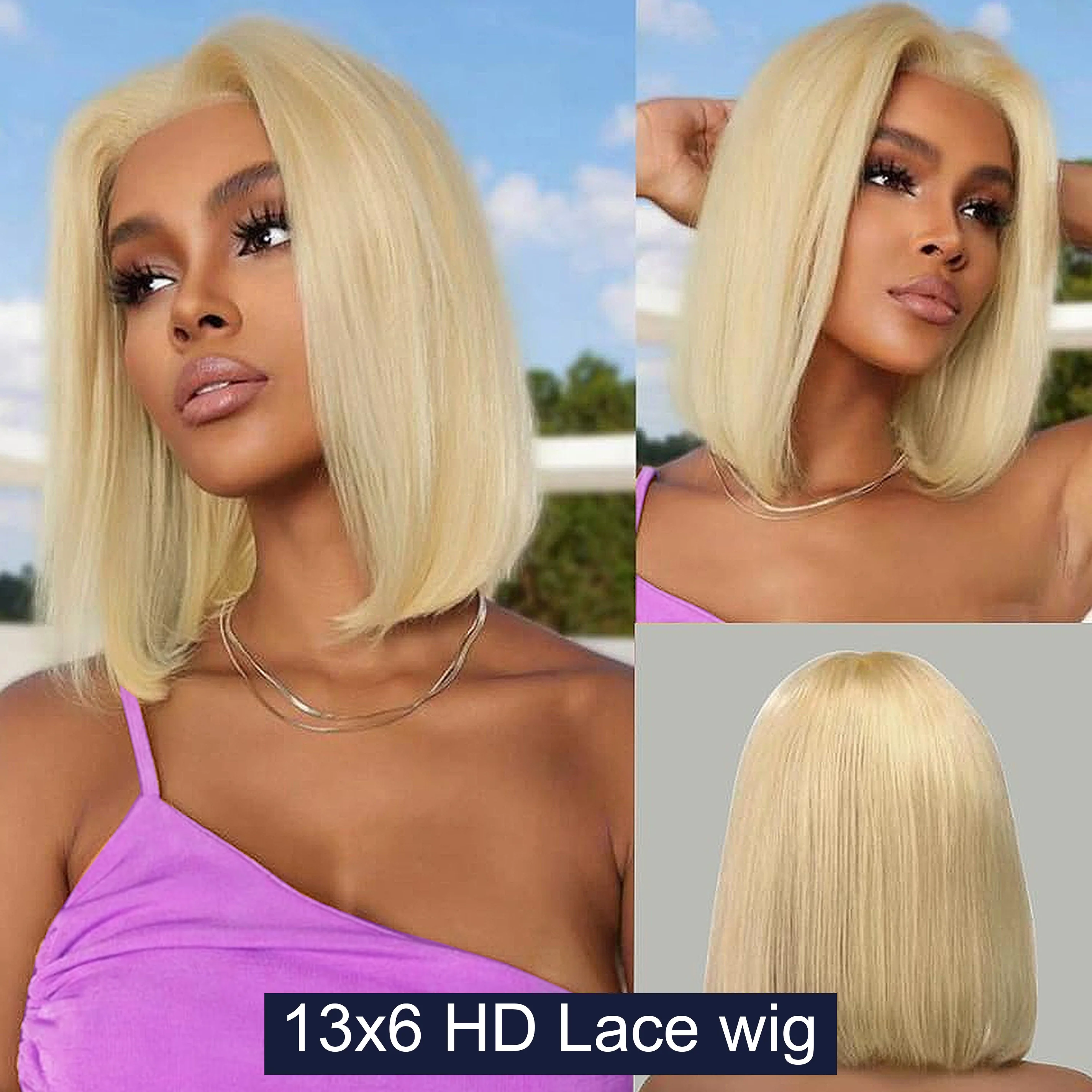 Wig bob pendek renda rambut manusia depan 613 wig lurus 13x4 Frontal 4x4 wig tanpa lem penutup untuk pilihan wanita murah dijual