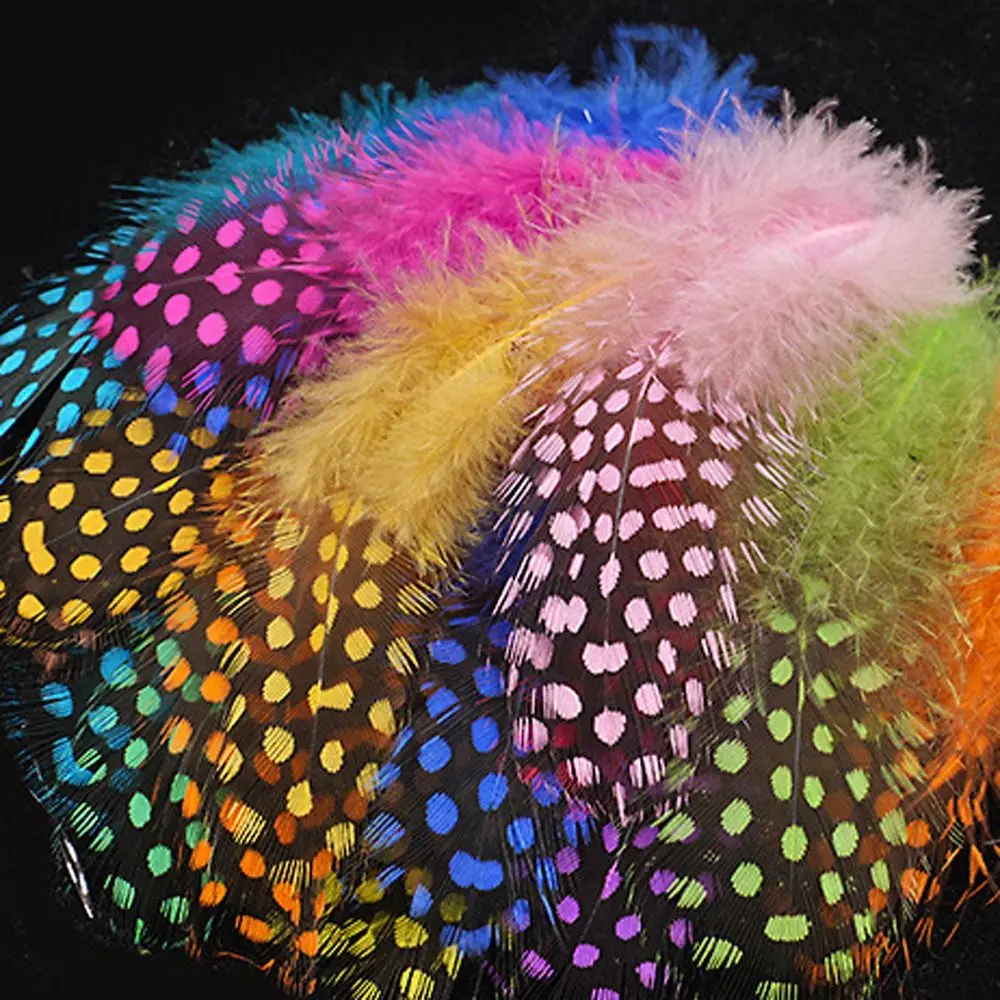50pcs Small Size Natural Feathers Multicolor Natural Material Guinea Fowl Feathers Spotted Design Beautiful Plume