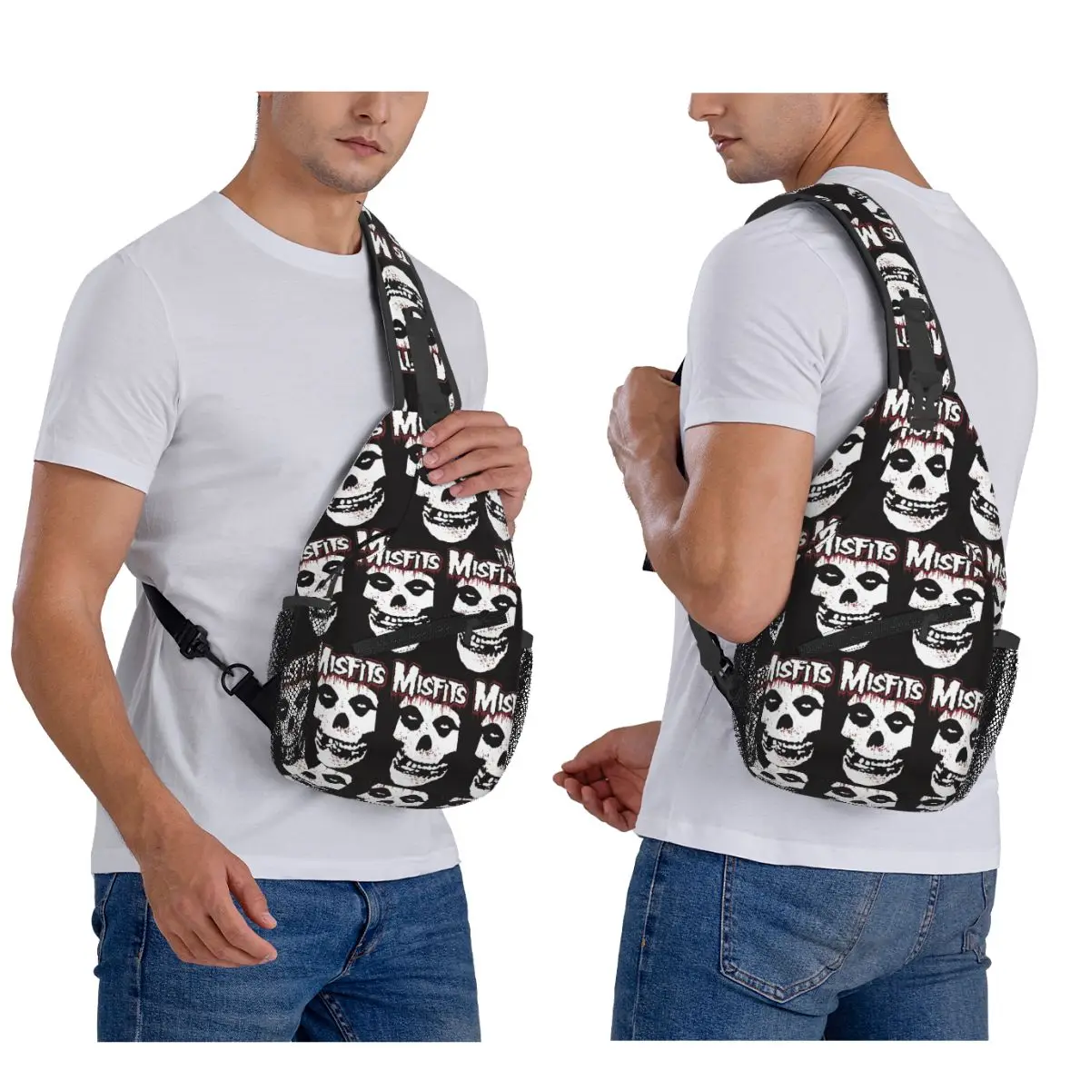 

Misfits Skull Chest Bag Men Sling Crossbody Backpack Chest Bag Traveling Hiking Daypack Shoulder Bag