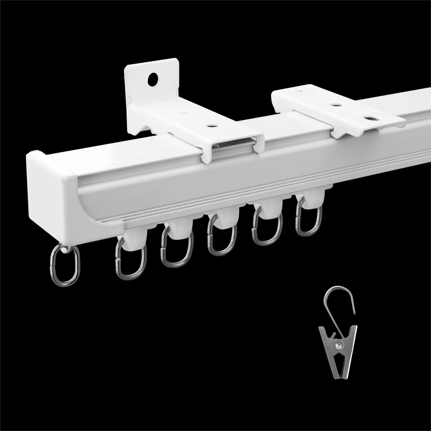 Ceiling Curtain Track Wall Mounted, Heavy Duty Aluminum Room Divider for Living Room Bedroom Patio Sliding Door with Clips White