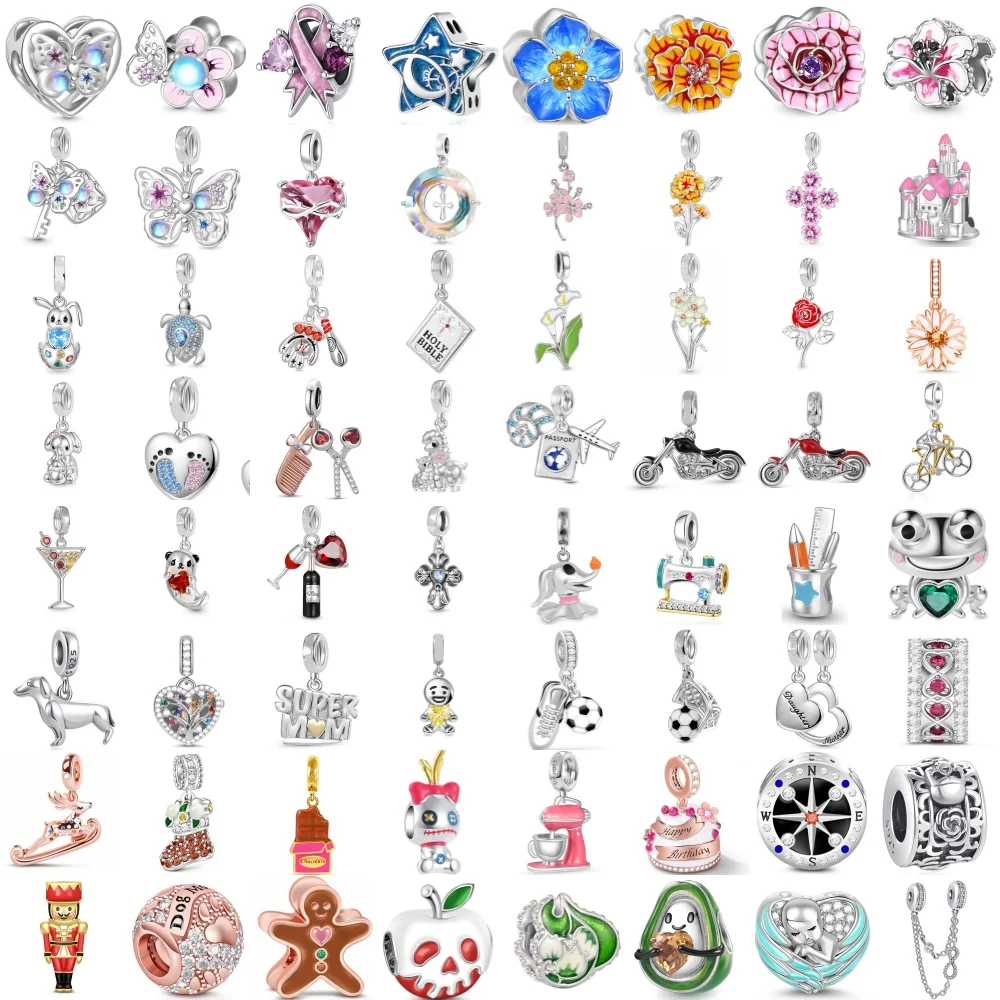 

Beautiful Flowers,Beads,Butterflies, 925 Silver Cake Pendant, Original Bracelet, DIY Accessories, Exquisite Jewelry ﻿