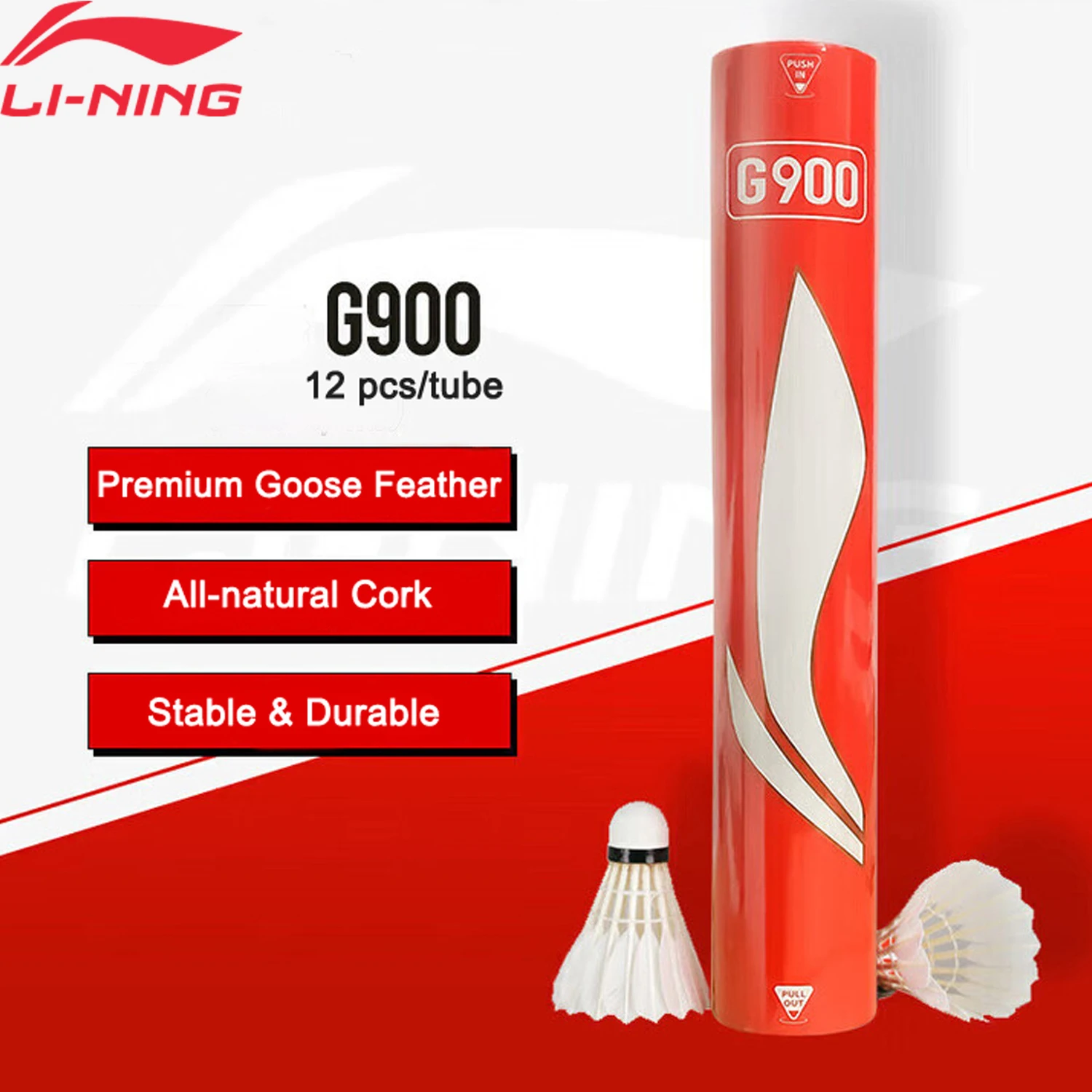 Li-Ning унисекс G900/G700 12 упаковок для бадминтона, стабильная прочная подкладка, спортивное оборудование премиум-класса с гусиными перьями AYQU003 AYQU007 Li-Ning унисекс G900/G700 12 упаковок для бадминтона, стабильная прочная подкладка, спортивное оборудование премиум-класса с гусиными перьями AYQU003 AYQU007