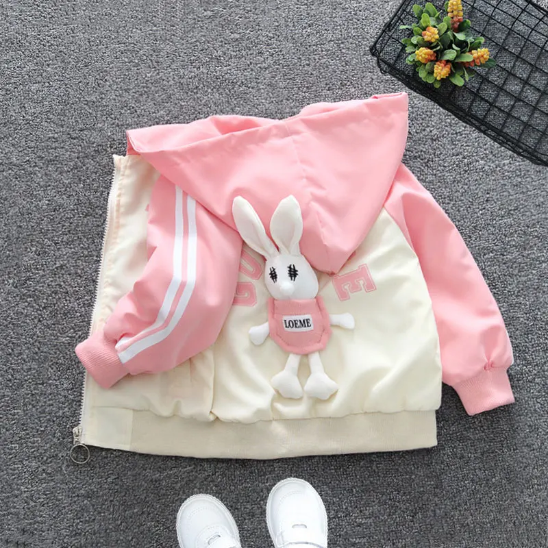 Herbstjacke für Babymädchen, modische Kaninchen-Windjacke, Kapuzenjacke, Geburtstagsgeschenk für Mädchen im Alter von 1, 2, 3, 4, 5, 6 Jahren, Kinderkleidung – Detail 3