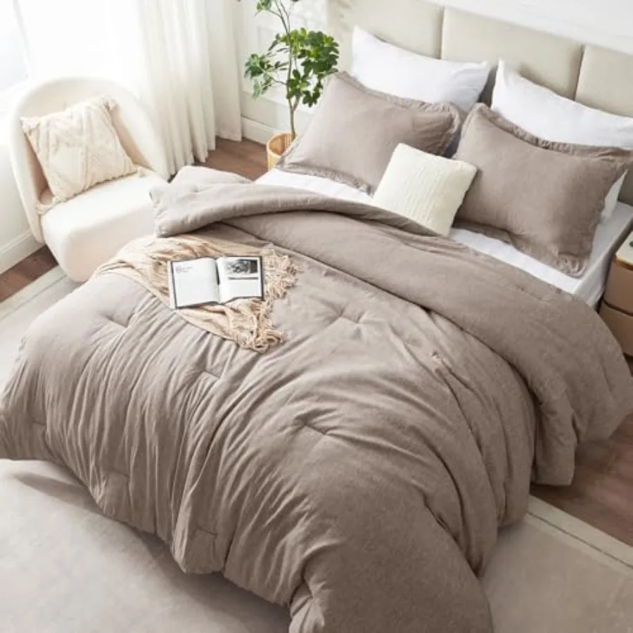 

Comforter Set 3 Pieces Soft Luxury Cationic Dyeing Comforters Size Bedding Sets Breathable Lightweight Fluffy Bed Set with 1 Do