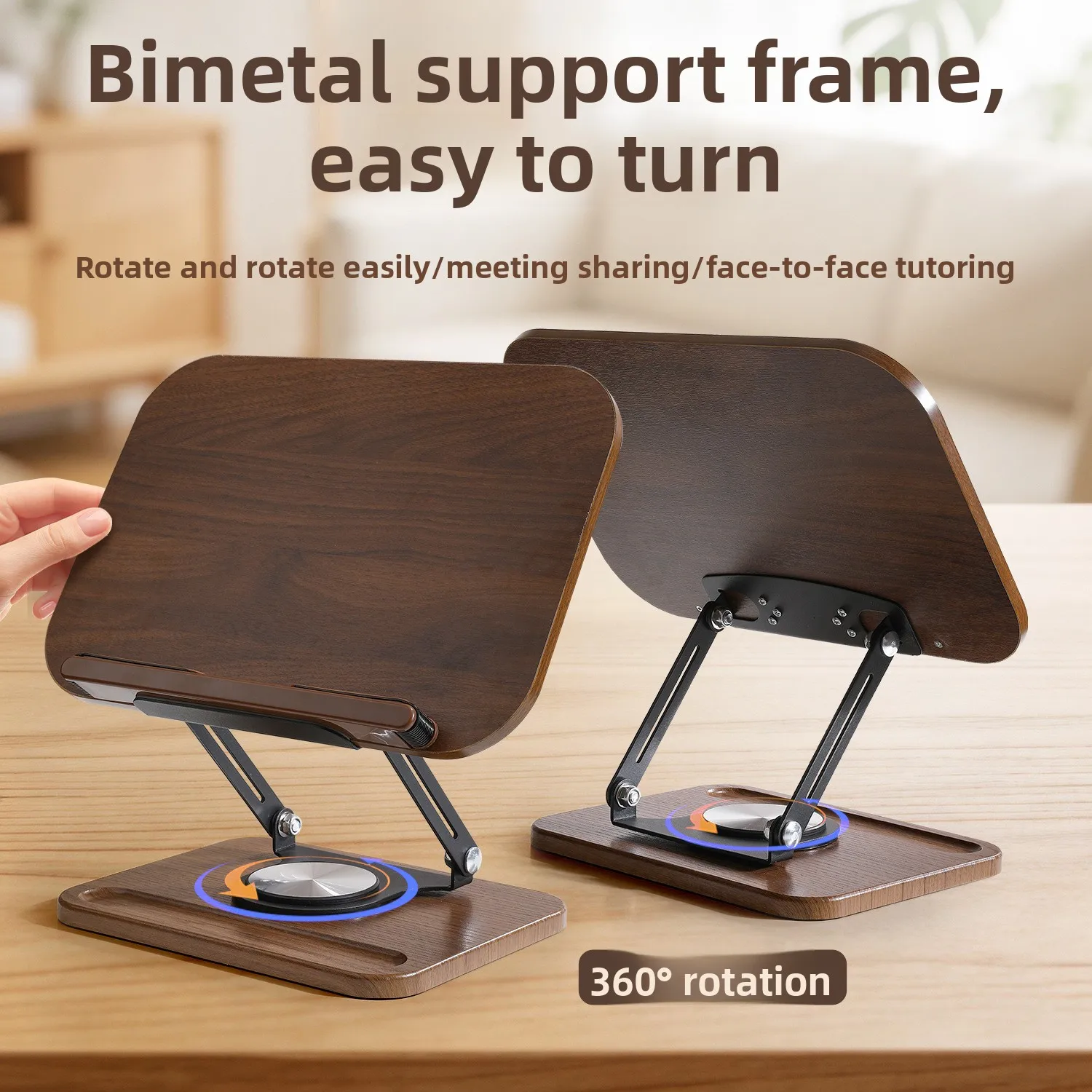 Wood grain folding reading book stand  desktop learning reading stand book holder