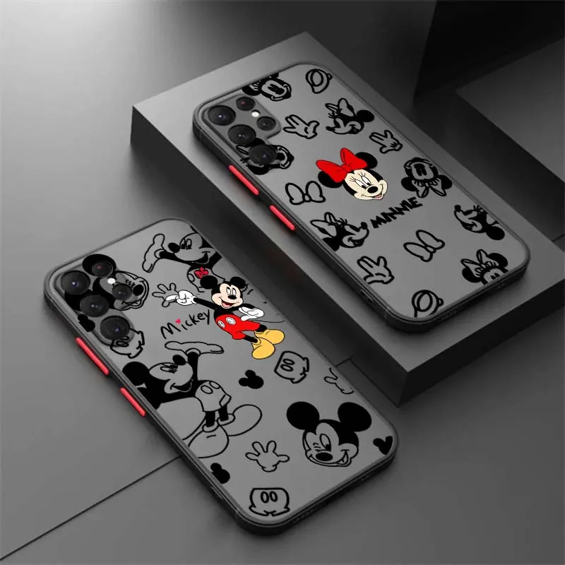 

Stitch Mickey Minne Popular Phone Case For Samsung S25 S24 S23 S22 S21 S20 S10 S9 Ultra Plus Edge FE 5G Frosted Translucent