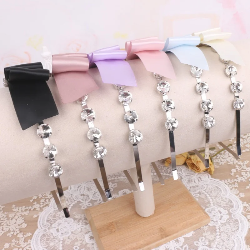 Handmade Sweet Mine Series Big Bow Rhinestone Buckle High Skull Top Headband Girls Hair Accessories Cute Hairband Headwear