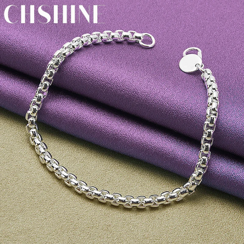 

CHSHINE 925 Sterling Silver Men Exquisite 4mm Chain Bracelet Fashion Charm Jewelry 20CM 8inches