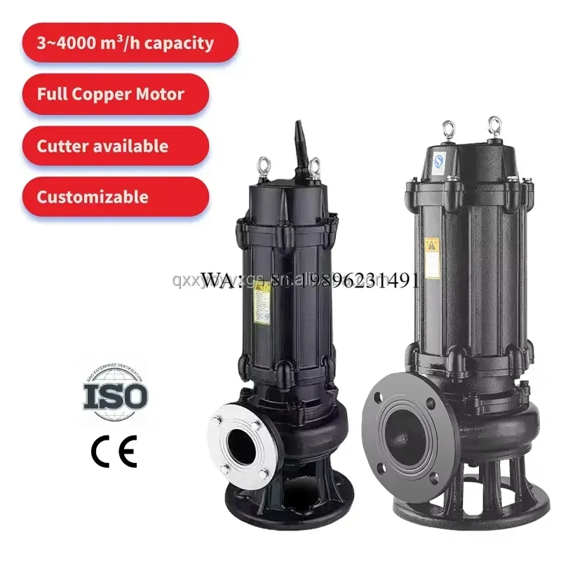Wmwmnu for High Capacity 3 Phase 22KW Centrifugal Submersible Sewage Water Pump Cutter Stainless Steel Iron High Pressure