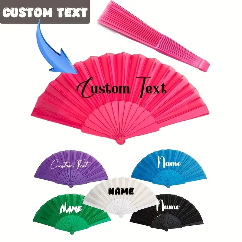 5Pcs Personalized Custom Plastic Fabric Fans, Customized Name in Artistic Font, Create Your Own Unique Fan, Perfect as a Thoughtful Gift for Yourself, Friends, Family, Mom and Dad, Ideal Choice for Mother's Day, Father