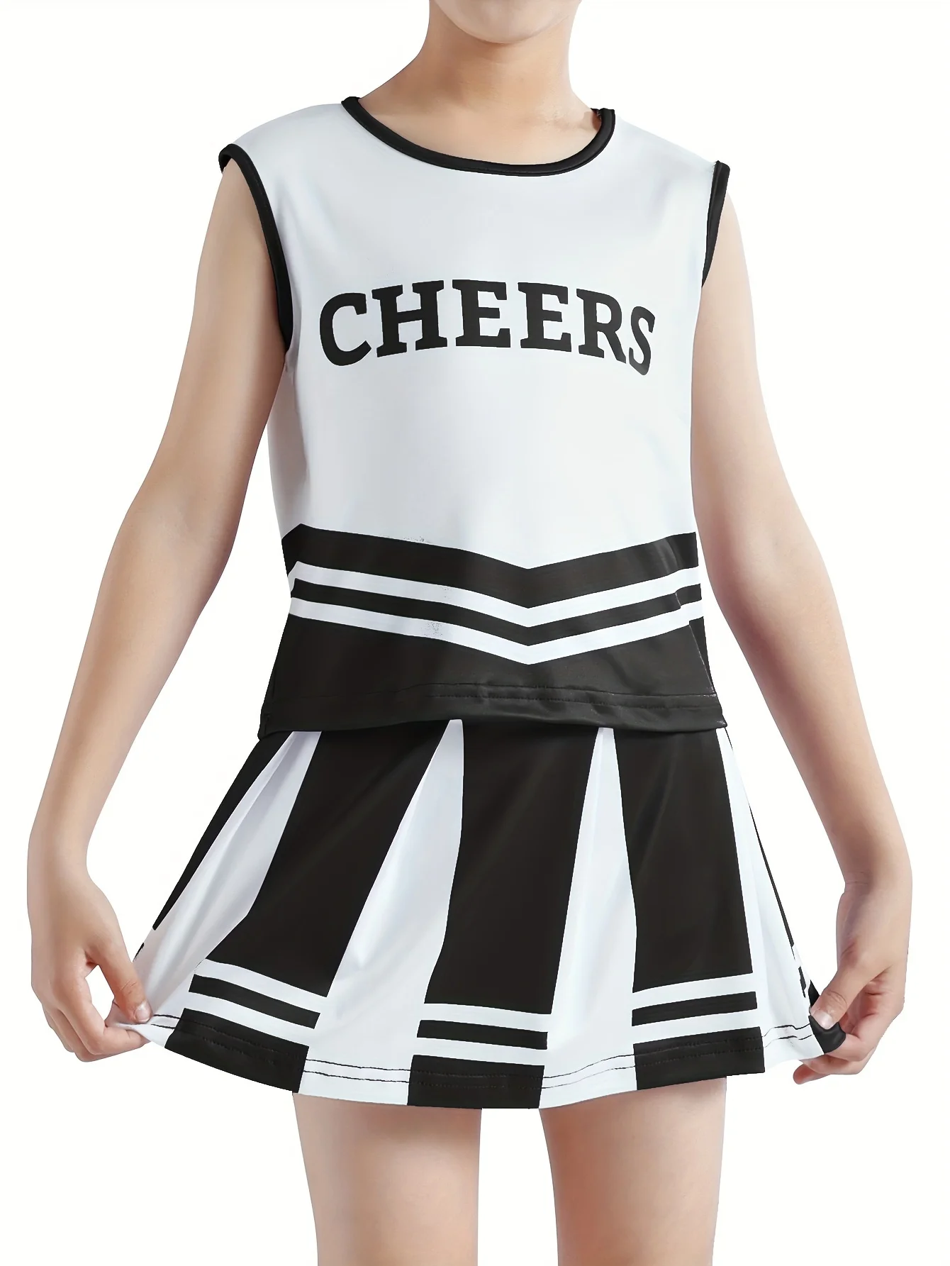 

Girls Cheerleading Athletic Skirt Suit Kids Homecoming Season Performance Costume Birthday Party New Year Costume Send Pom Pom