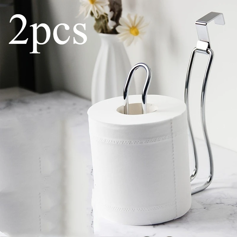 2pcs Over The Tank Toilet Tissue Paper Roll Holder Dispenser And Reserve For Bathroom Storage And Organization - Metal
