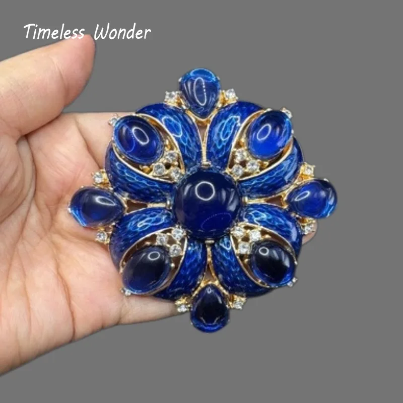 Timeless Wonder Retro Enamel Zircon Geo Glass Brooch Pins for Women Designer Jewelry Runway Top Vintage Gift Rare Mix 5250