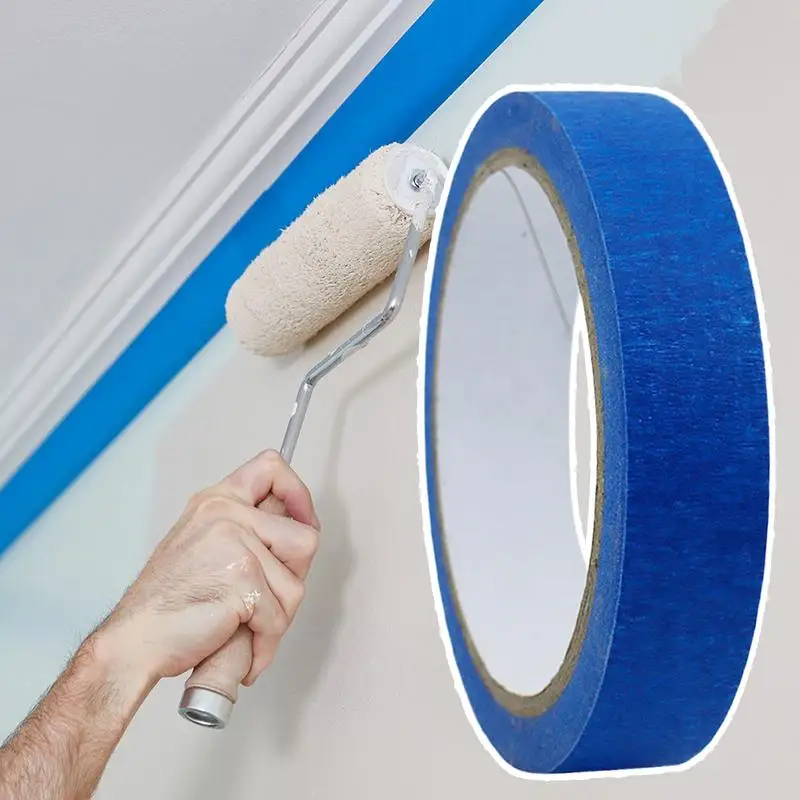 شريط رسام أزرق 3 لفات × 65.6 قدم شريط رسم قابل للإزالة لوازم حرفية زرقاء لفن الحائط وضع العلامات على الألوان المائية